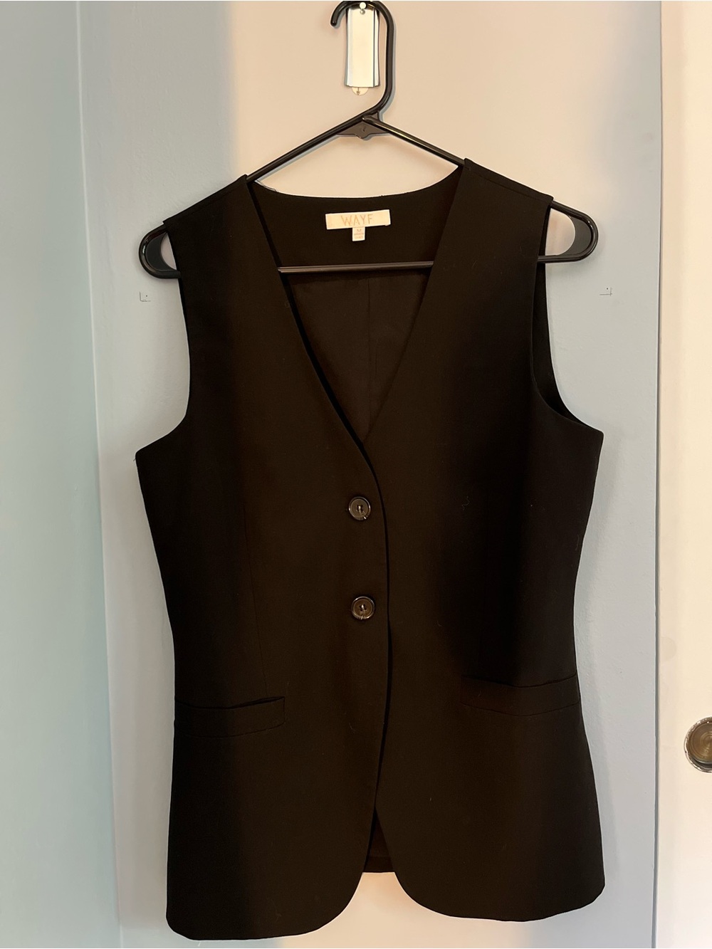 WAVF Black Sleeveless Button James Vest